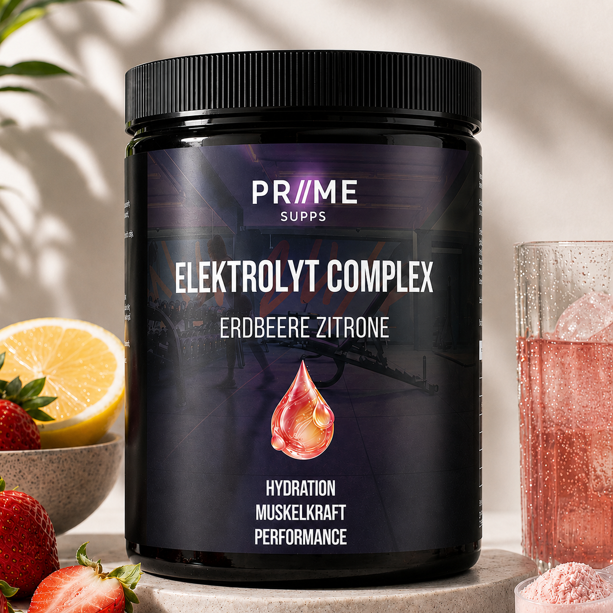 Elektrolyte Pulver Erdbeere Zitrone - Hydration, Muskelkraft, Performance - 300g