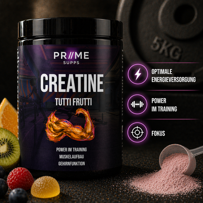 Kreatin Monohydrat Tutti Frutti - Power, Muskelaufbau, Gehirnfunktion - 500g