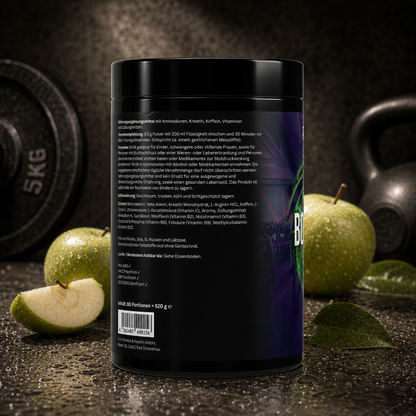 Pre-Workout Booster Apfel - Pump, Kraft, Muskelaufbau  - 520g