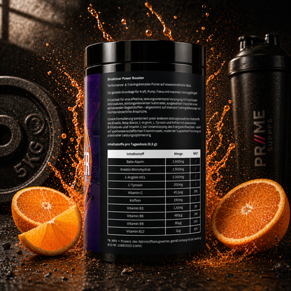 Pre-Workout Booster Orange - Pump, Kraft, Muskelaufbau  - 520g