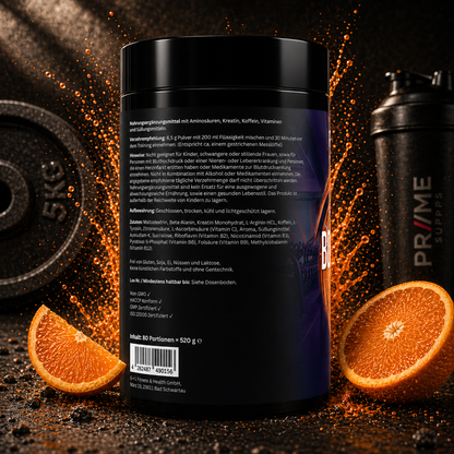 Pre-Workout Booster Orange - Pump, Kraft, Muskelaufbau  - 520g