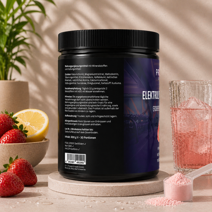 Elektrolyte Pulver Erdbeere Zitrone - Hydration, Muskelkraft, Performance - 300g
