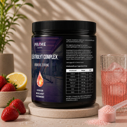 Elektrolyte Pulver Erdbeere Zitrone - Hydration, Muskelkraft, Performance - 300g