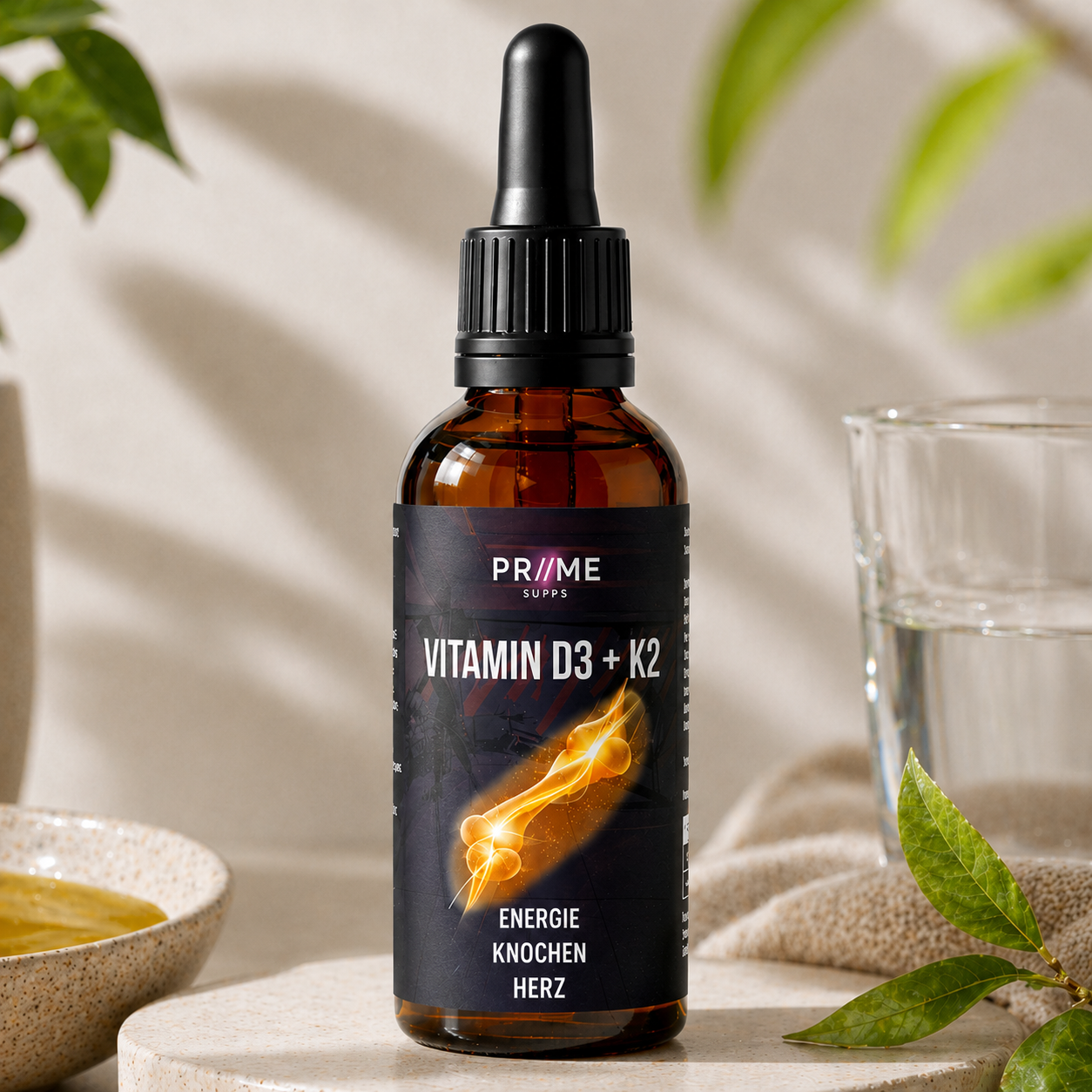 Vitamin D3 + K2 - 1.700 Tropfen (1.000 I.E.) - Energie, Knochen, Herz - 50ml